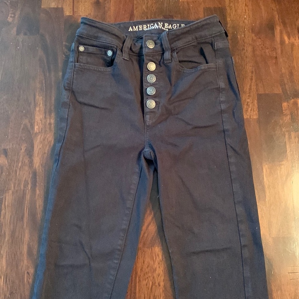 EUC American Eagle Super Stretch Black super hi-rise jeggings size 00 re…